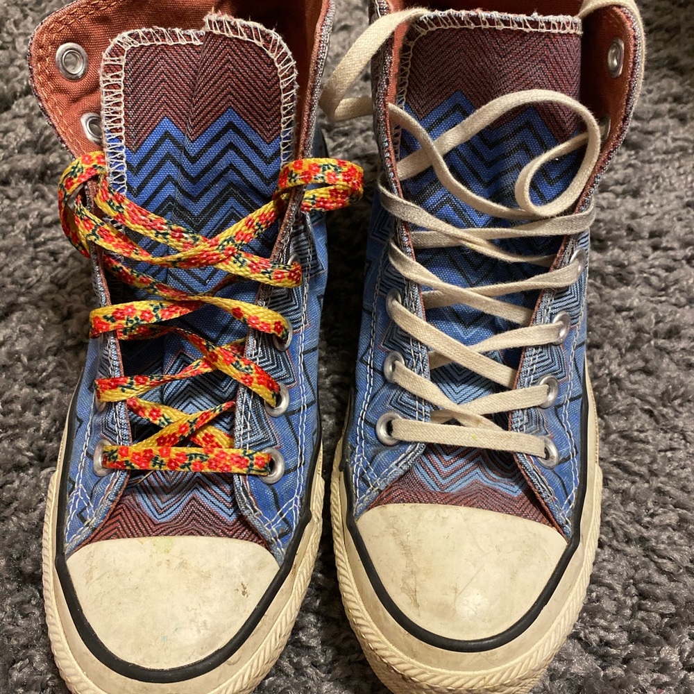 Blue and Burgundy Converse